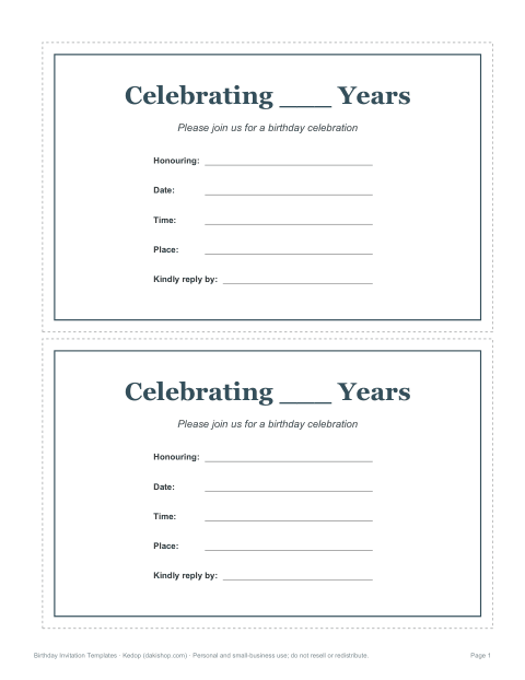 Preview of the first page of Milestone invitation
