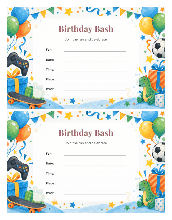 Preview of Birthday Invitation Template for Boy