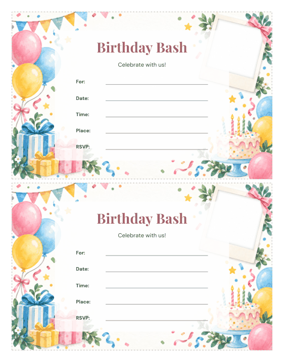 Preview of Birthday Invitation Template With Photo